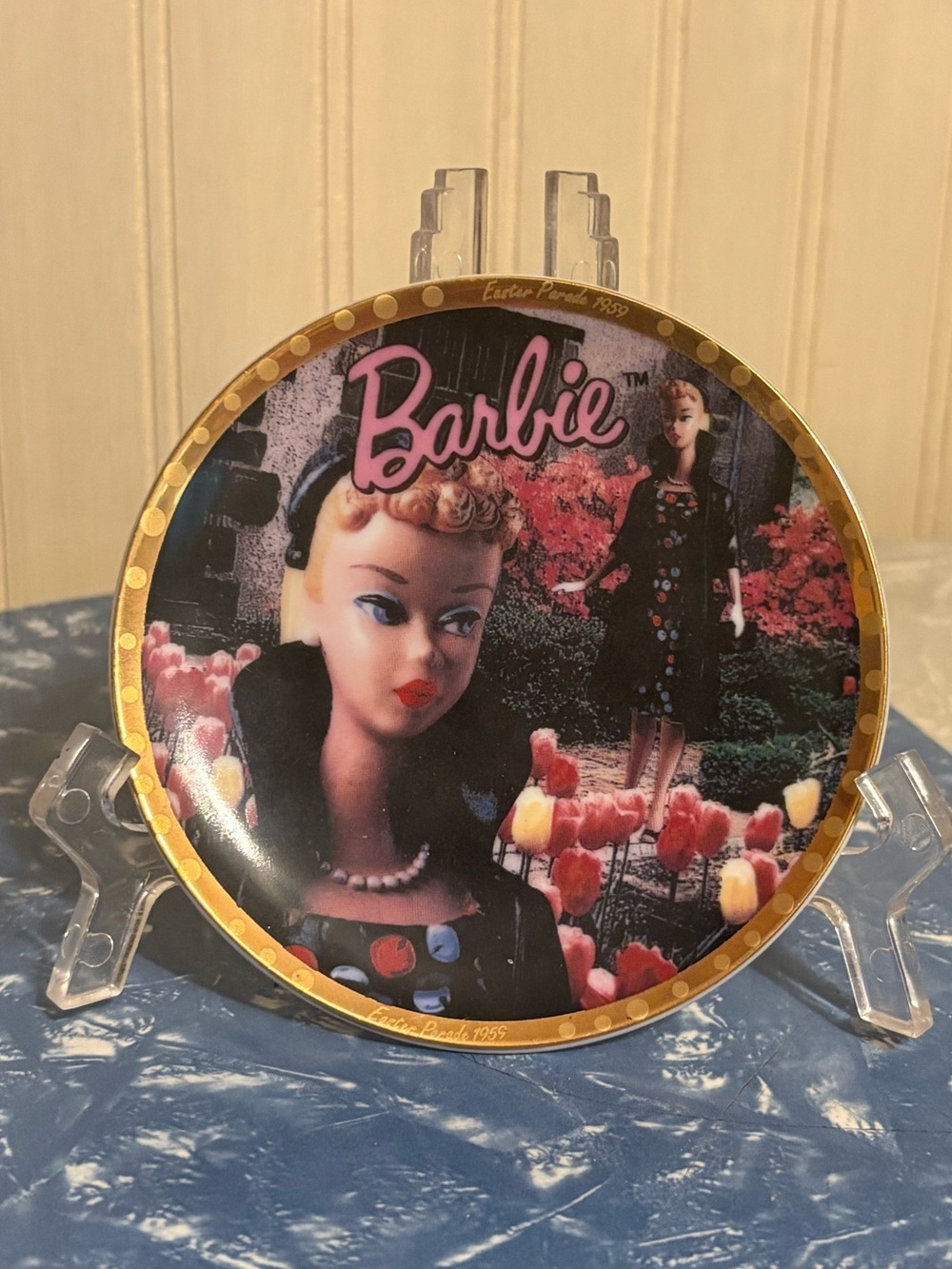 Barbie Easter Parade 1959 Enesco Mini Plate 1993 Retro Mattel 4 Inch